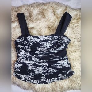 Free People Two Tone Toile Print Tank Top Size-M